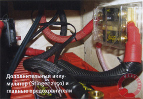 Дополнительный аккумулятор (Stinger 2150) и главные предохранители